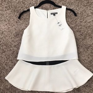 NWT Express White/Black Peplum Top